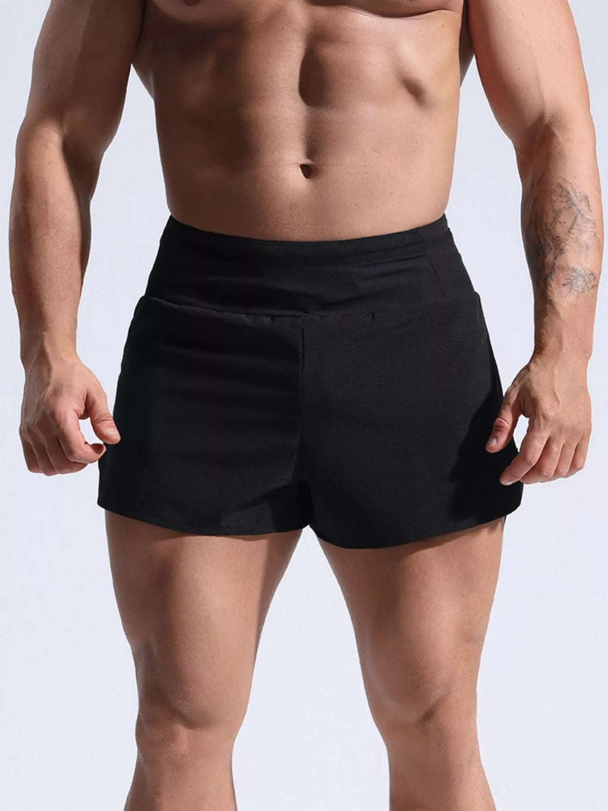 Men's Full Size Contrast Active Shorts Plus Size in Black