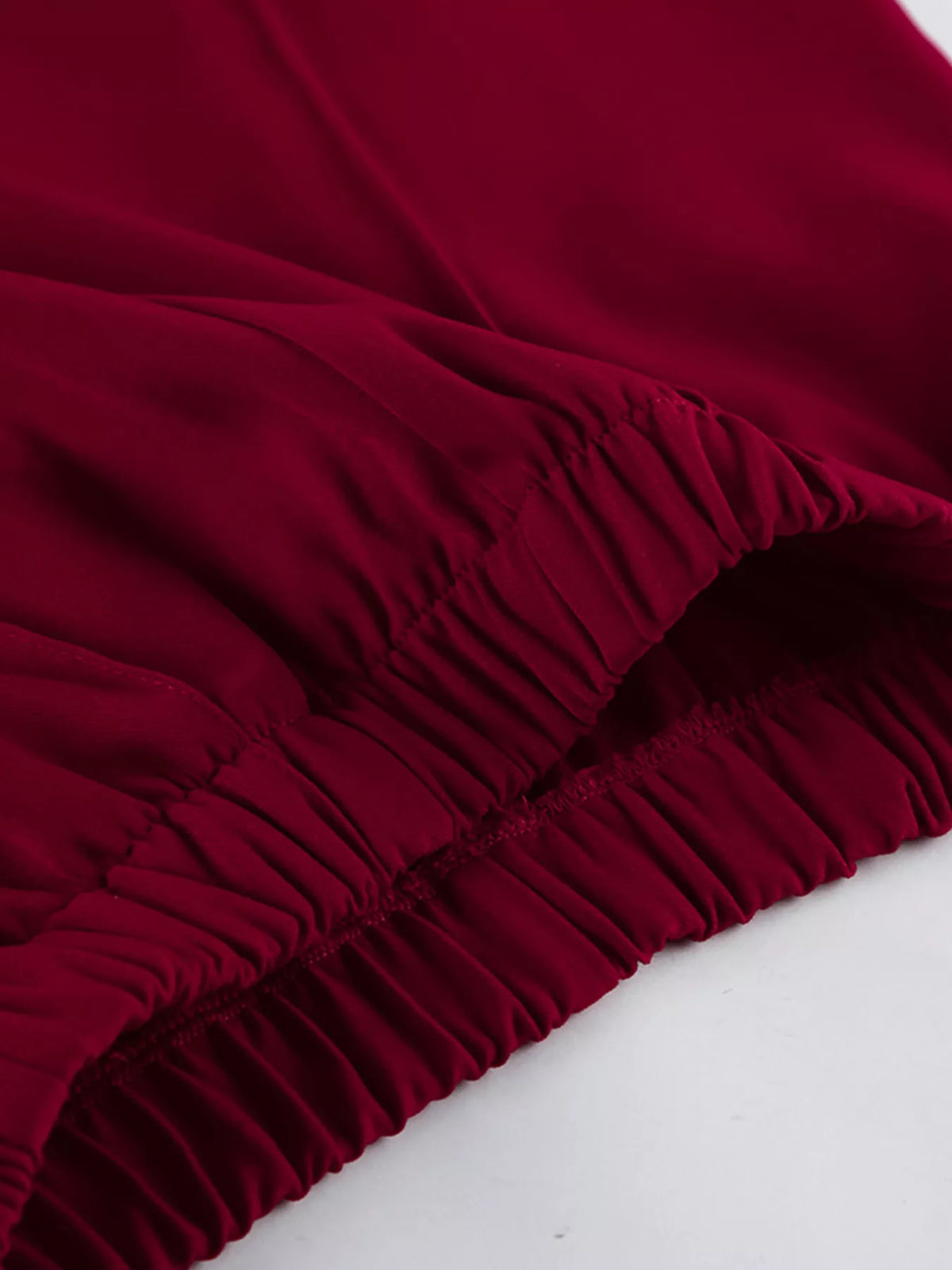 Lapel Collar Blazer and Wide-Leg Pants Set in Wine Red, view 19
