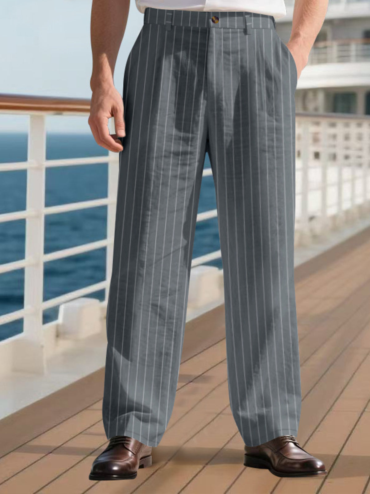 Men's Full Size Striped Wide Leg Pant Plus Size, view 11
