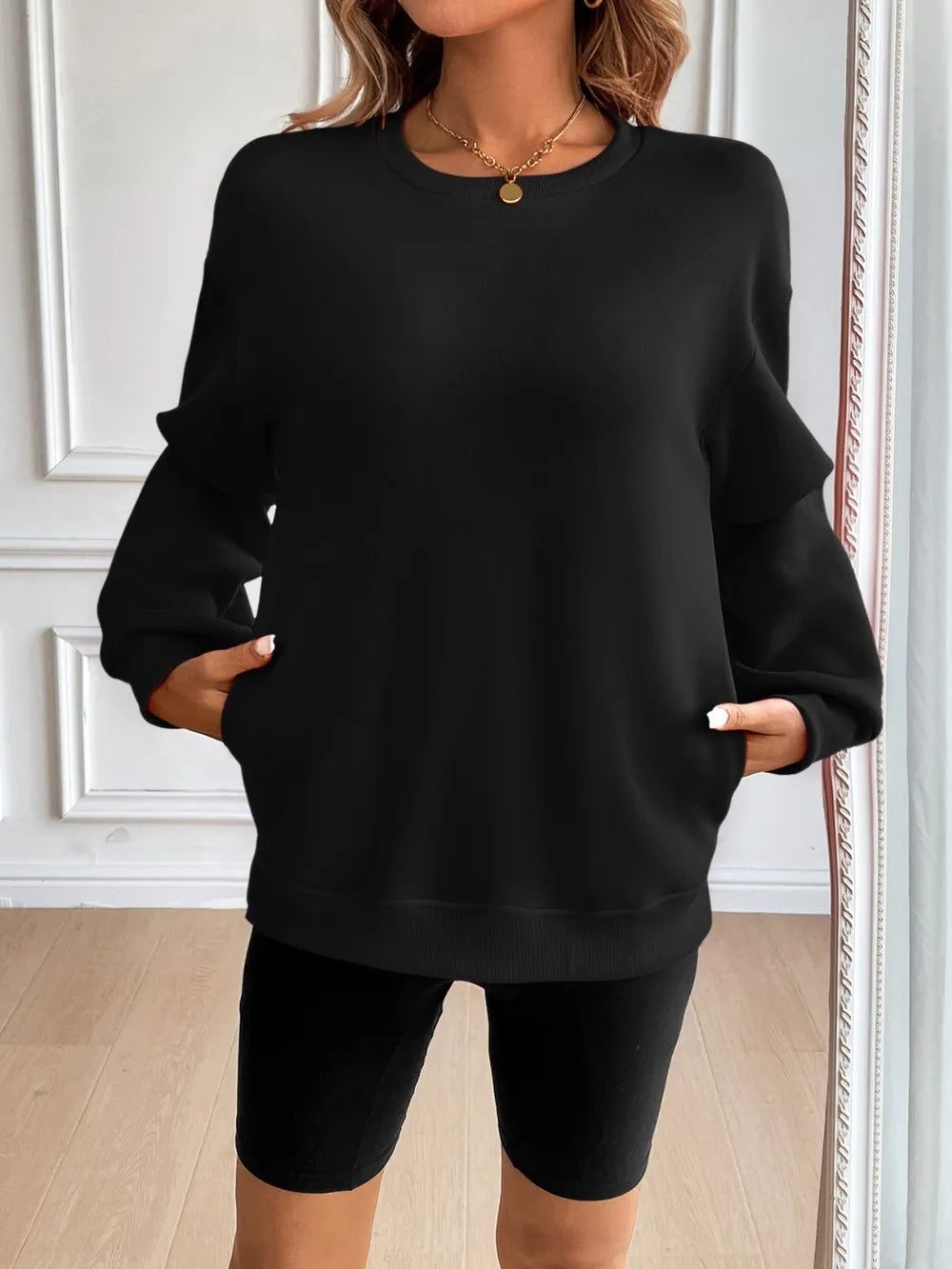 Ivy Lane Round Neck Long Sleeve Sweatshirt - Lilixa.store