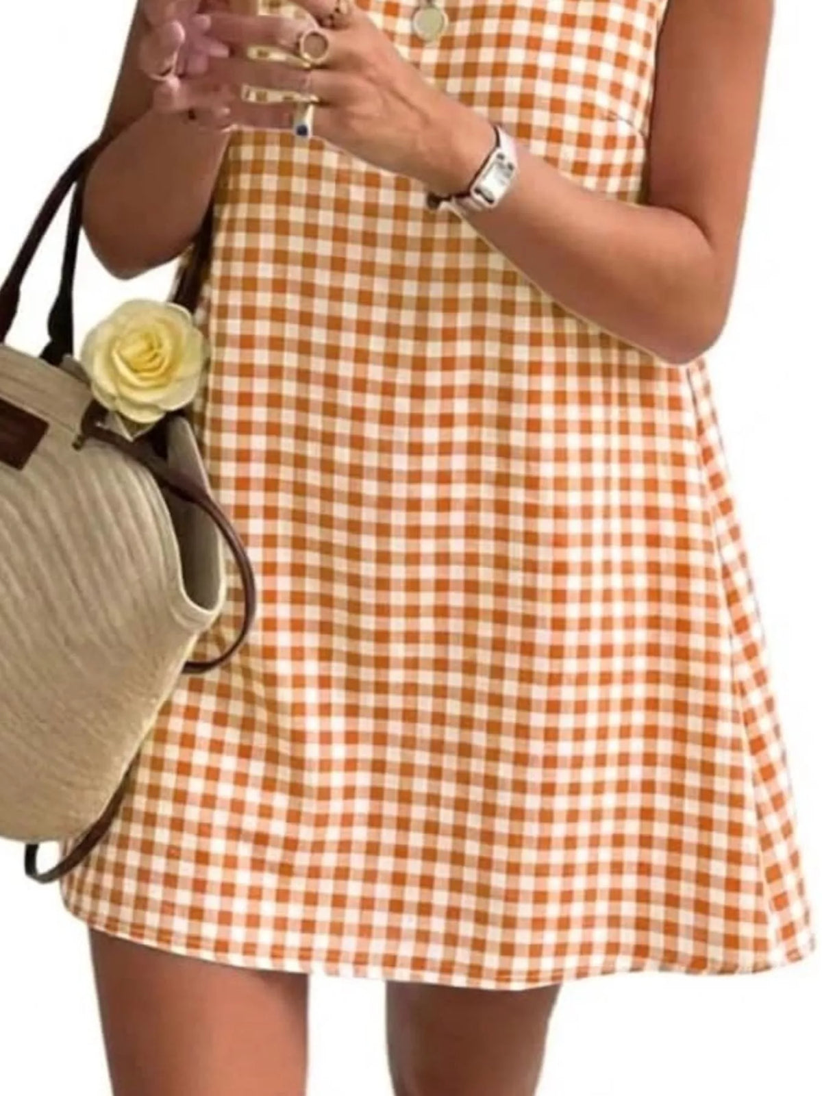 Gingham Sleeveless A-Line Mini Dress