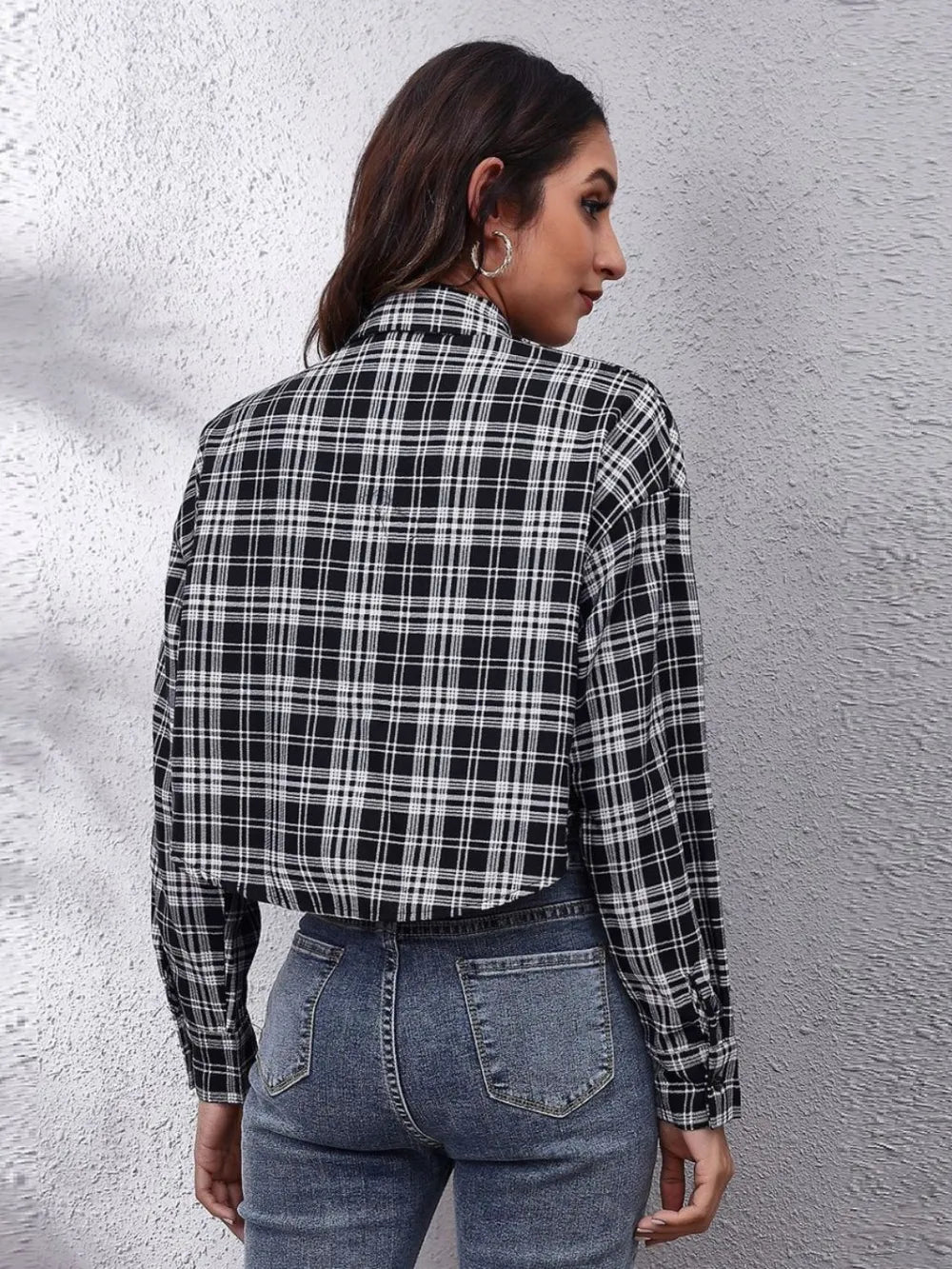 Button Down Printed Cropped Jacket, view 13
