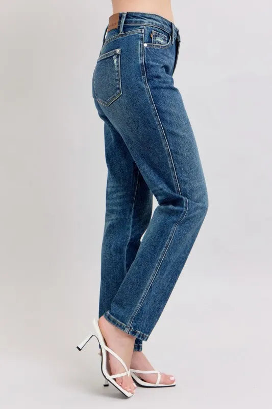 Judy Blue Full Size High Waisted Rigid Magic Non-destroy Straight Leg Jeans Plus Size - Lilixa.store