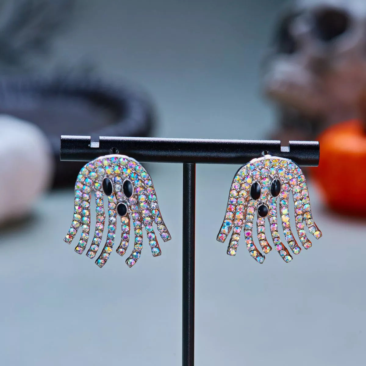 Halloween Rhinestone Ghost Shape Earrings - Lilixa.store