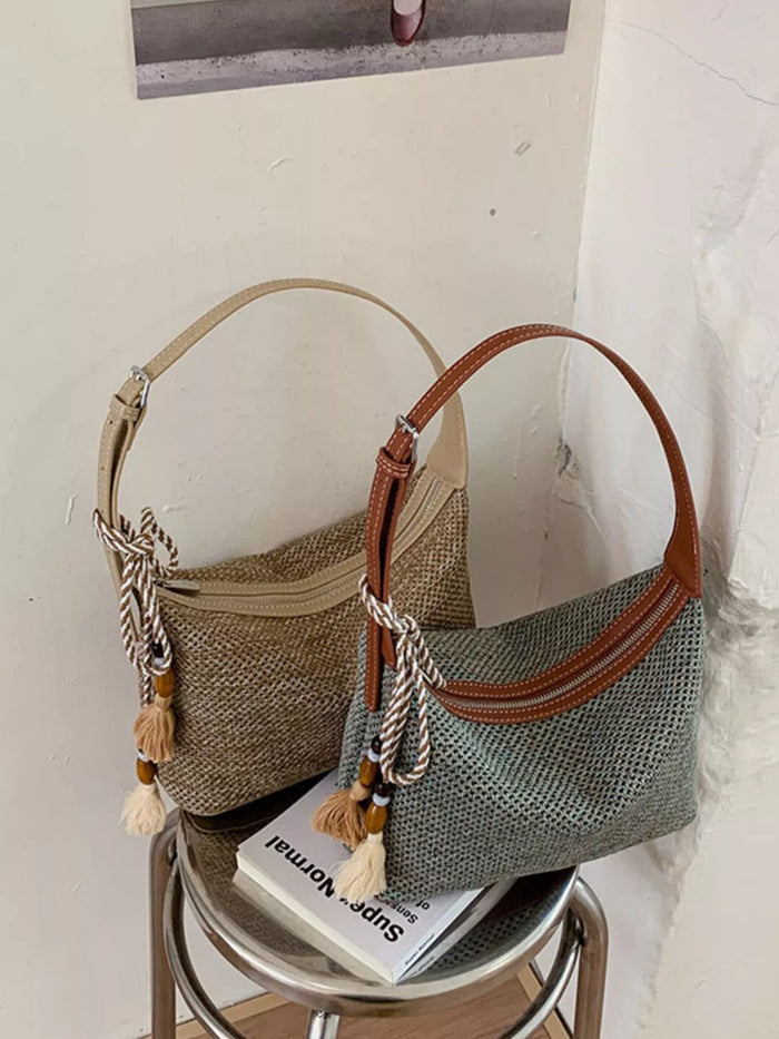 Woven Shoulder Bag with Tassel - Lilixa.store