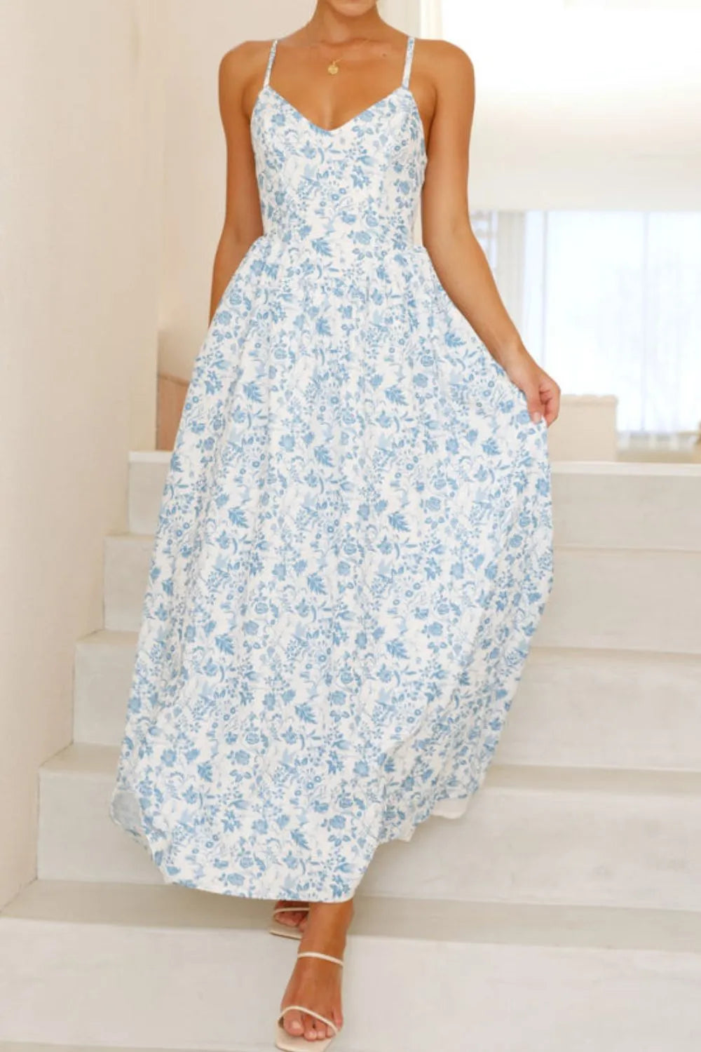 Bow Back Printed V-Neck Cami Dress, view 3