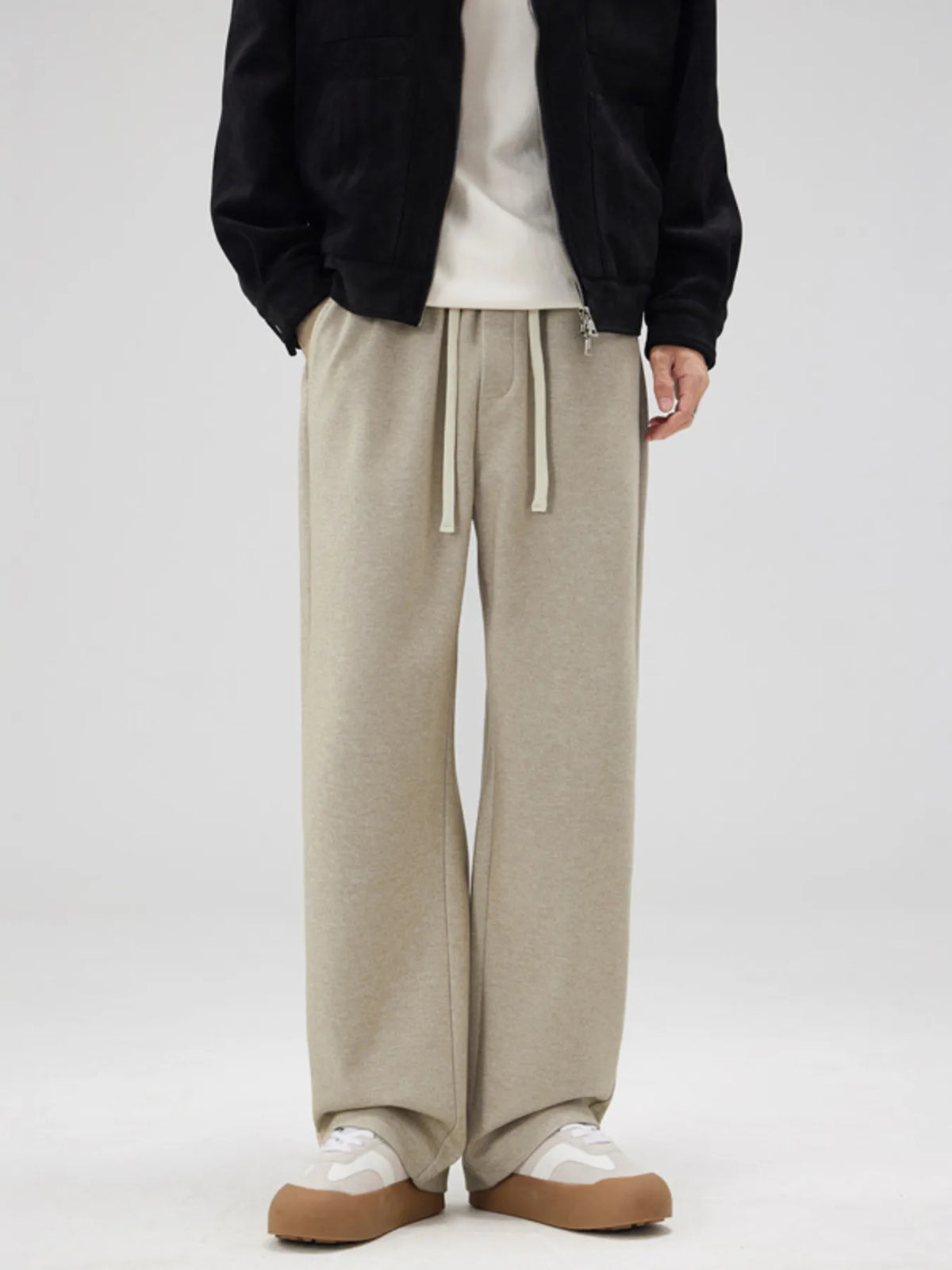 Men's Full Size Relaxed Fit Drawstring Pants Plus Size in Apricot