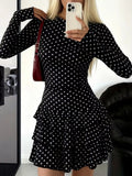 Long Sleeve Ruffled Hem Mini Dress - Lilixa.store