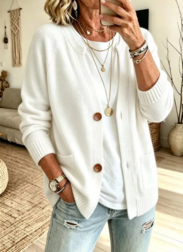 Full Size Button Up Raglan Sleeve Cardigan Plus Size