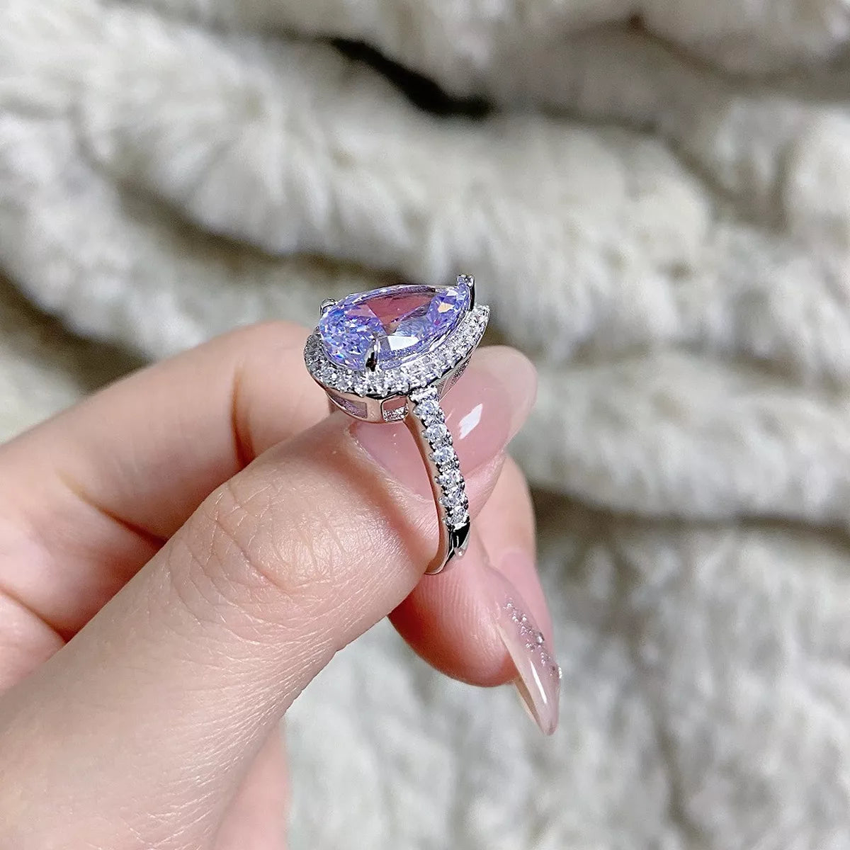 925 Sterling Silver Zircon Teardrop Ring - Lilixa.store