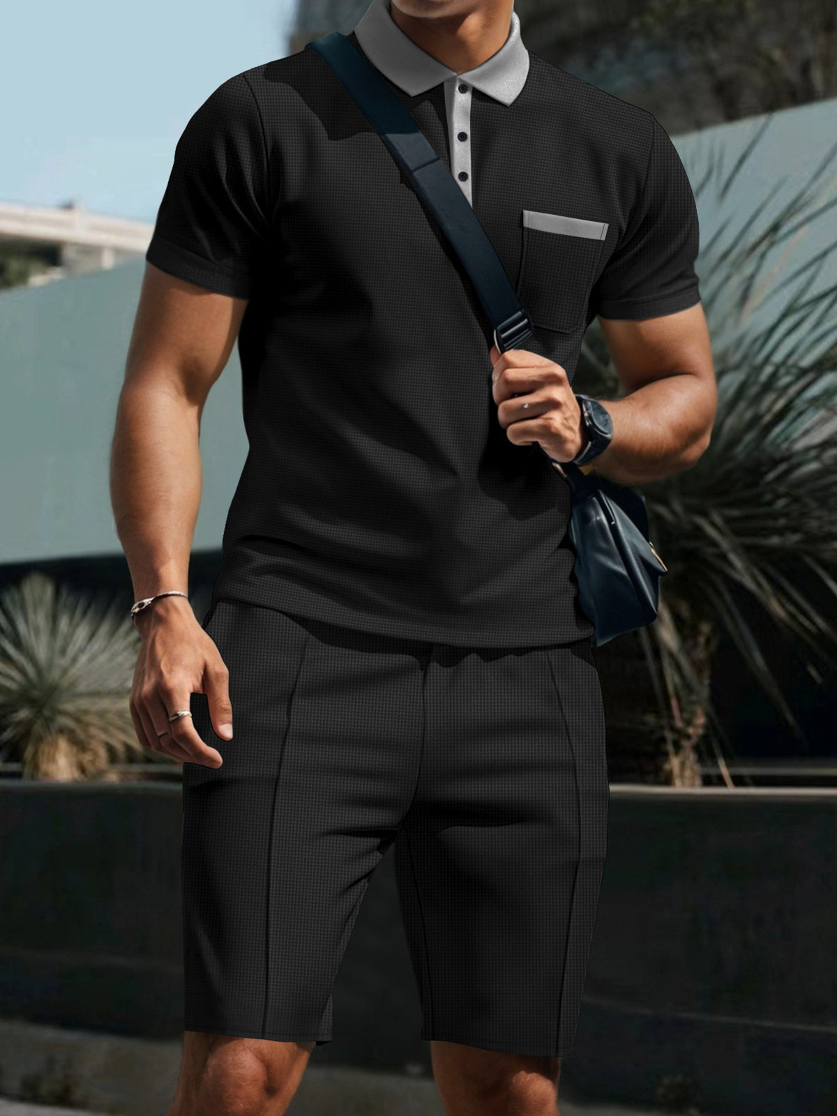 Men's Full Size Casual Short Sleeve Polo & Shorts Set Plus Size - Lilixa.store