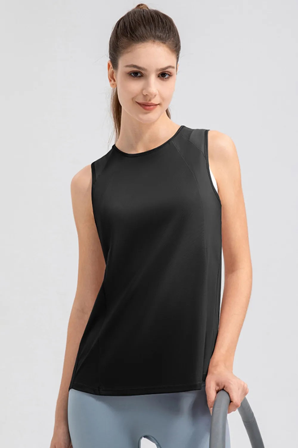 Round Neck Wide strap Active Tank - Lilixa.store