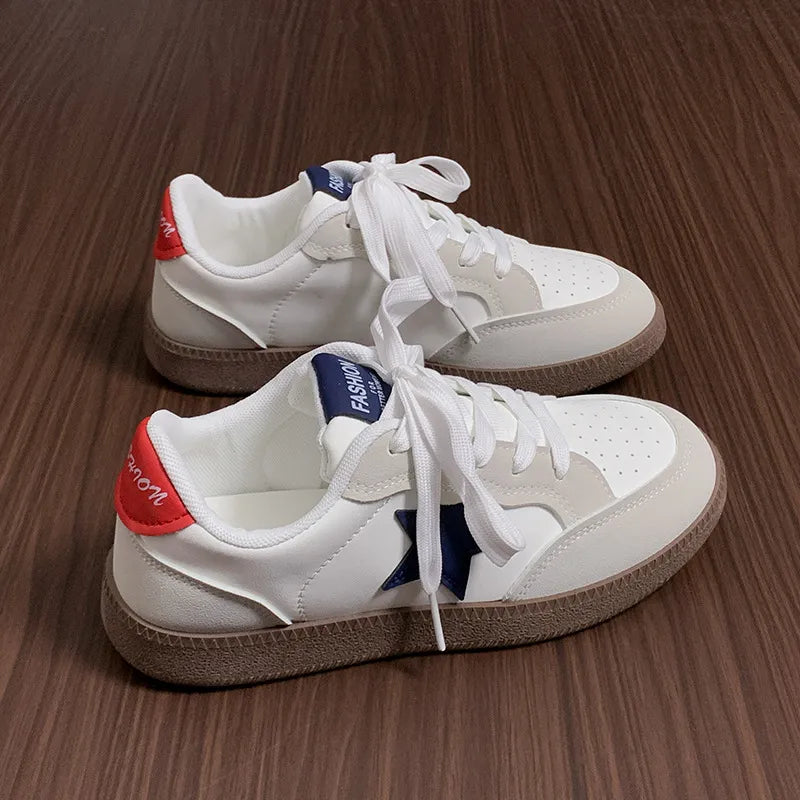 Contrast Star Lace-Up Athletic Sneakers - Lilixa.store