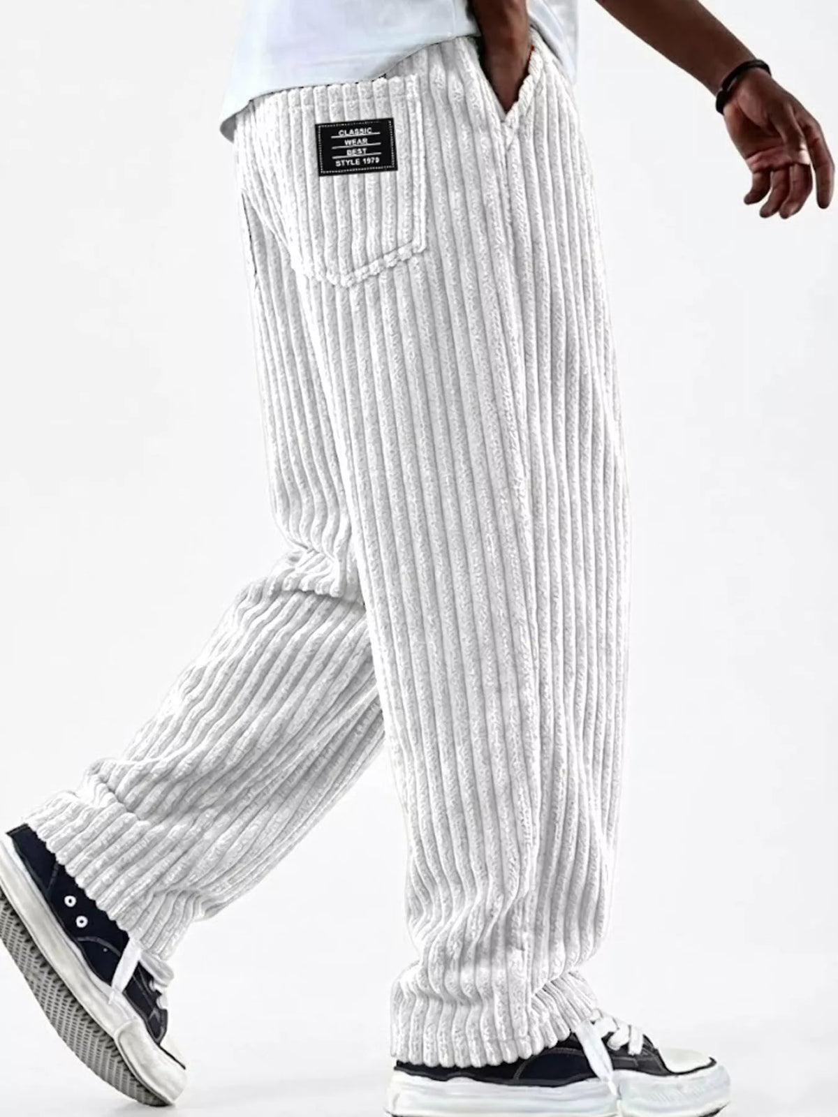 Men's Full Size Casual Corduroy Wide-Leg Pants Plus Size
