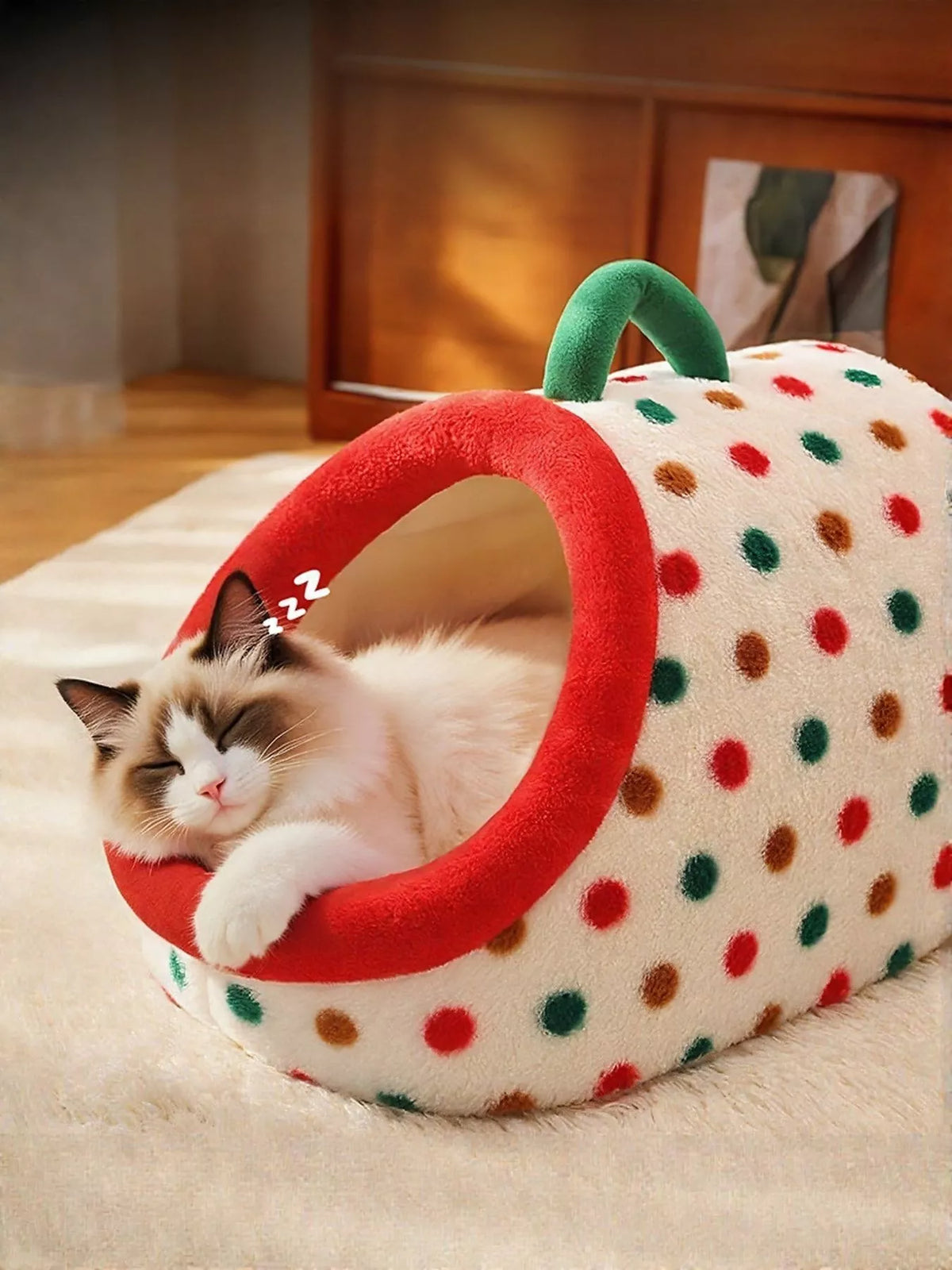 Cozy Polka Dot Pet Nest with Handle - Lilixa.store