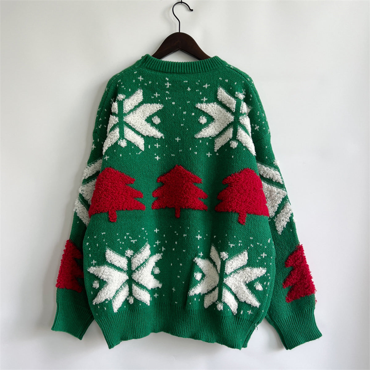 Snowflake Round Neck Long Sleeve Sweater, view 8