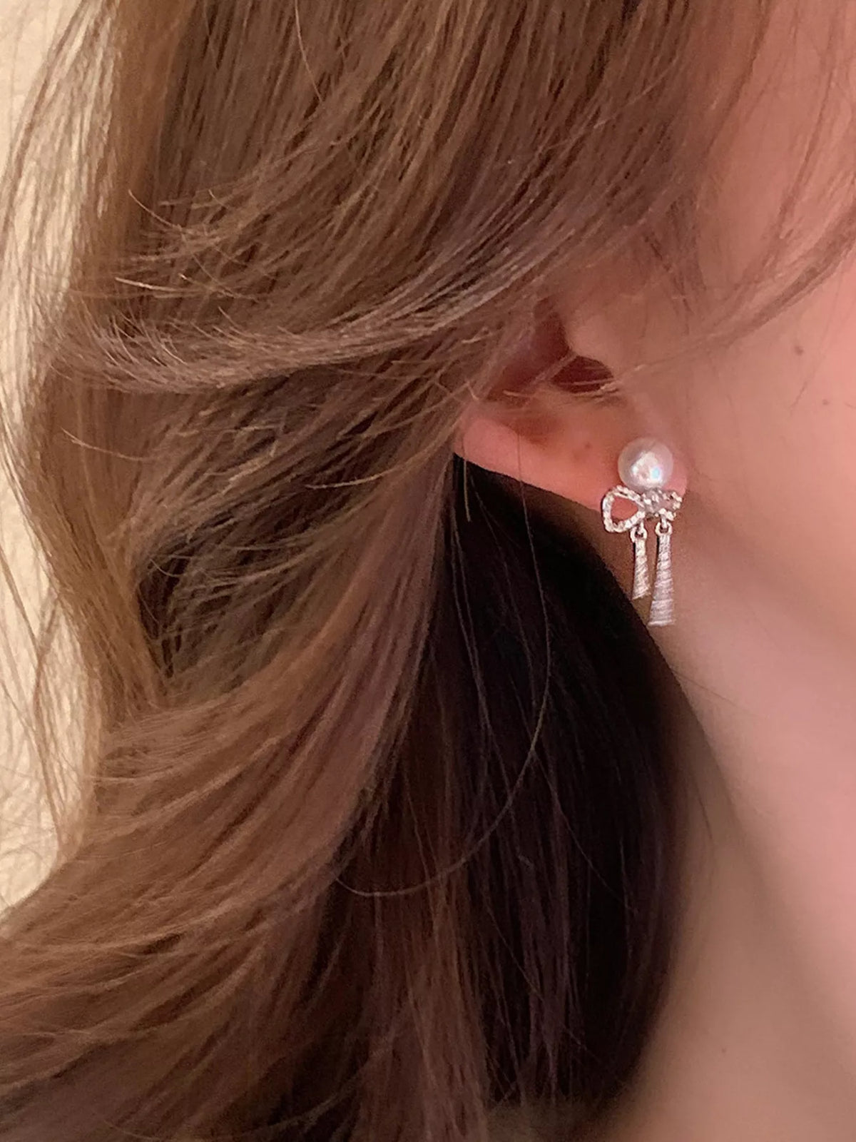 Pearl Bowknot Drop Earrings - Lilixa.store