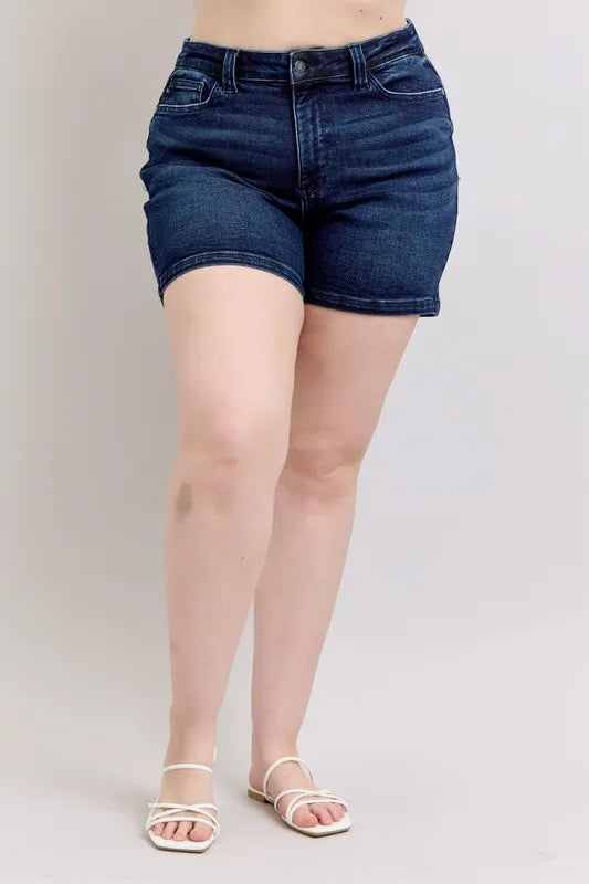 Judy Blue Full Size High Waist Back Flap Pocket Denim Shorts Plus Size - Lilixa.store
