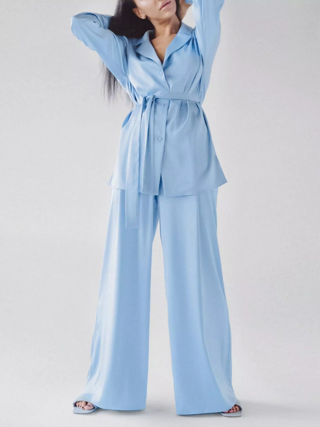 Satin Long Sleeve Shirt and Pants Set - Lilixa.store