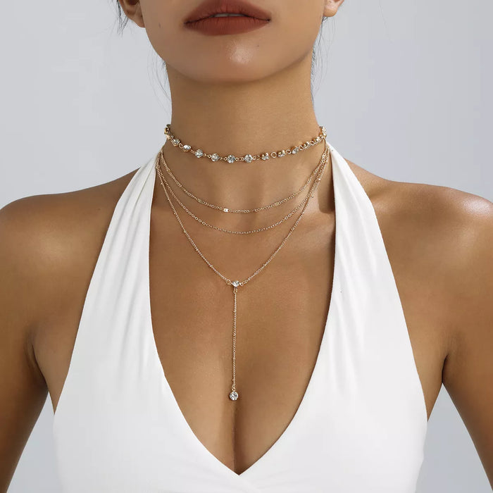 Multi-Layered Rhinestone Choker Necklace - Lilixa.store