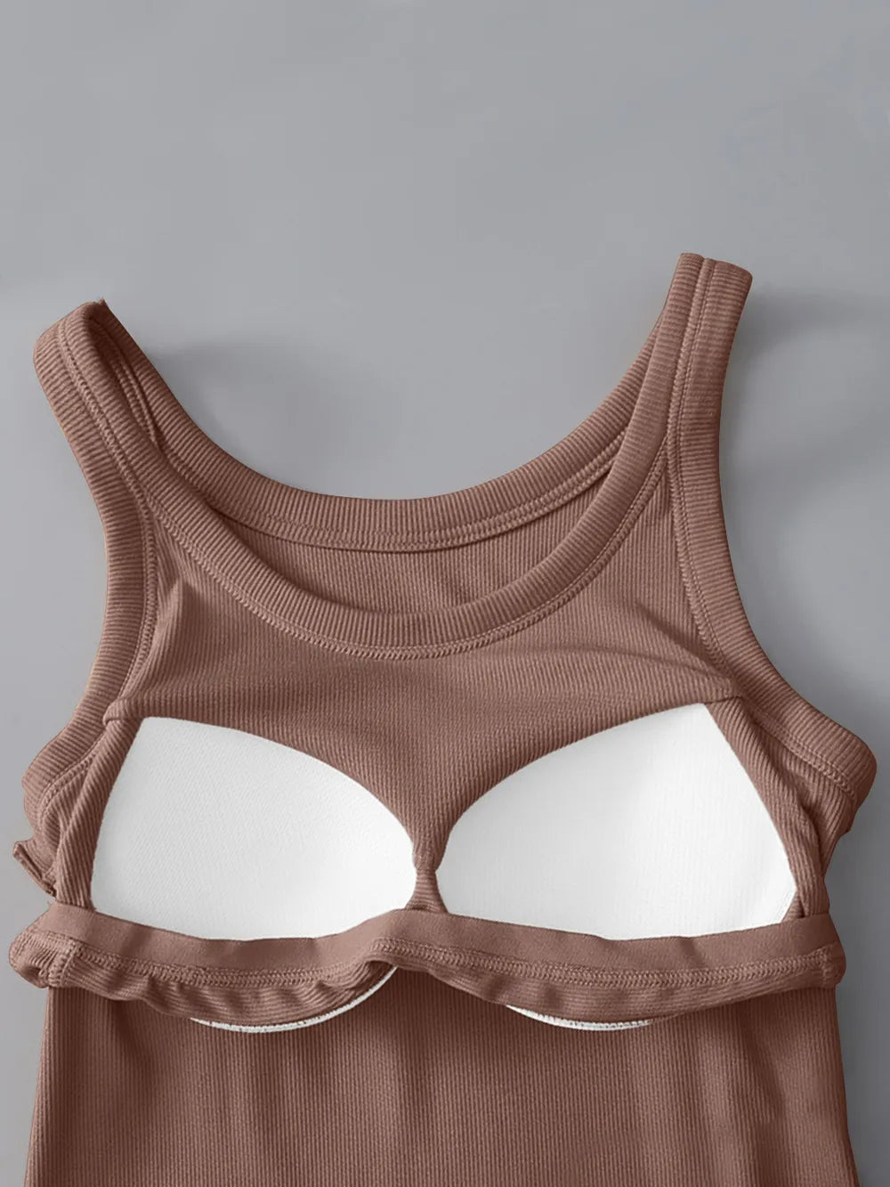 Round Neck Tank with Bra - Lilixa.store