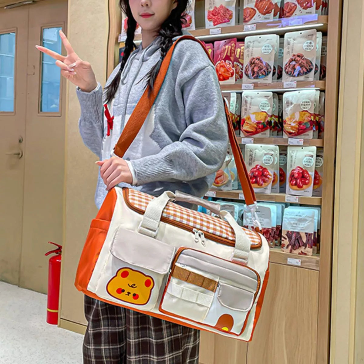 Cartoon Bear Pattern Travel Bag - Lilixa.store