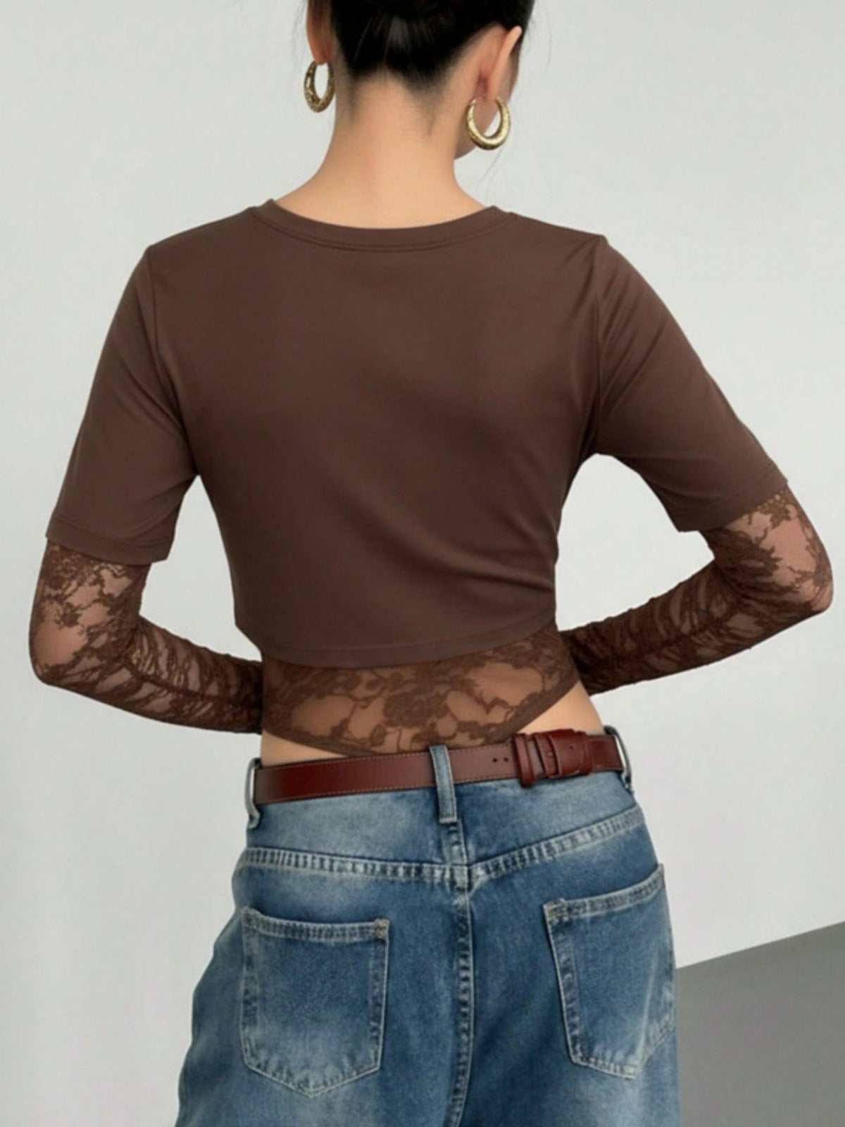 Lace Patchwork Round Neck Bodysuit - Lilixa.store