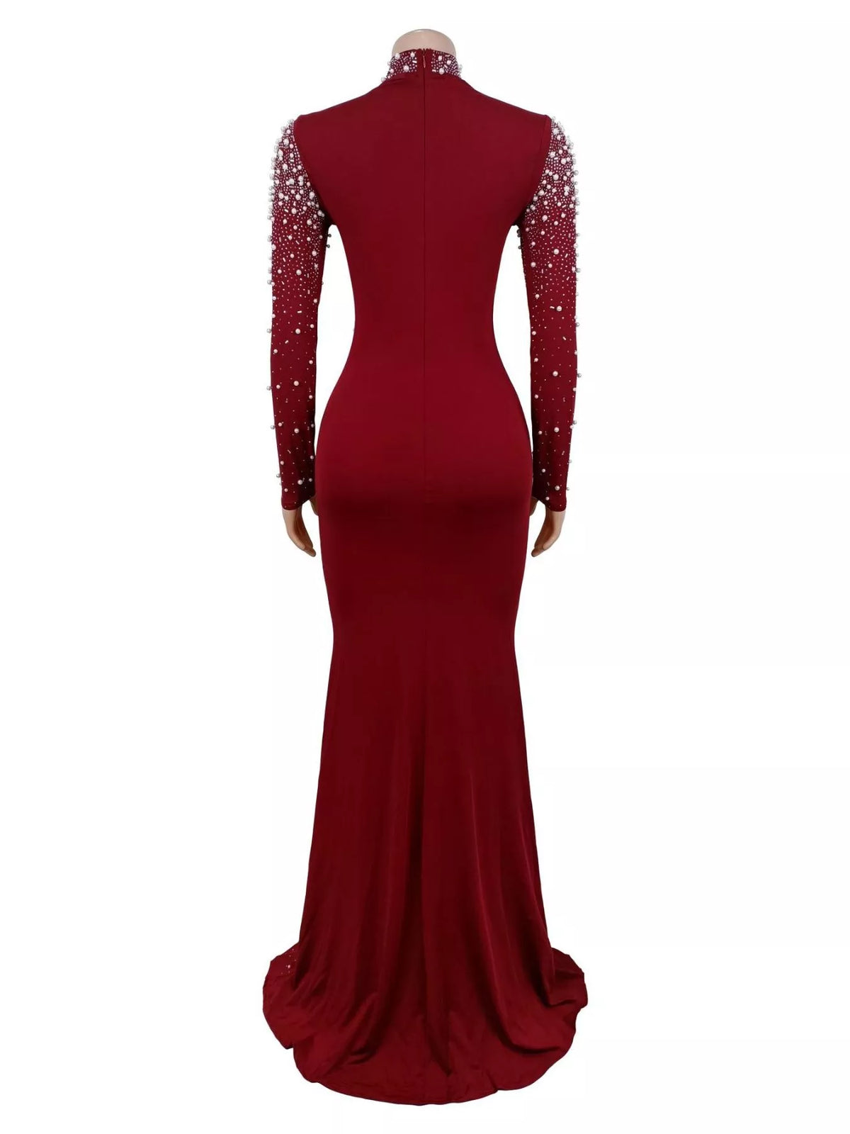 Rhinestone Long Sleeve Mermaid Maxi Dress - Lilixa.store