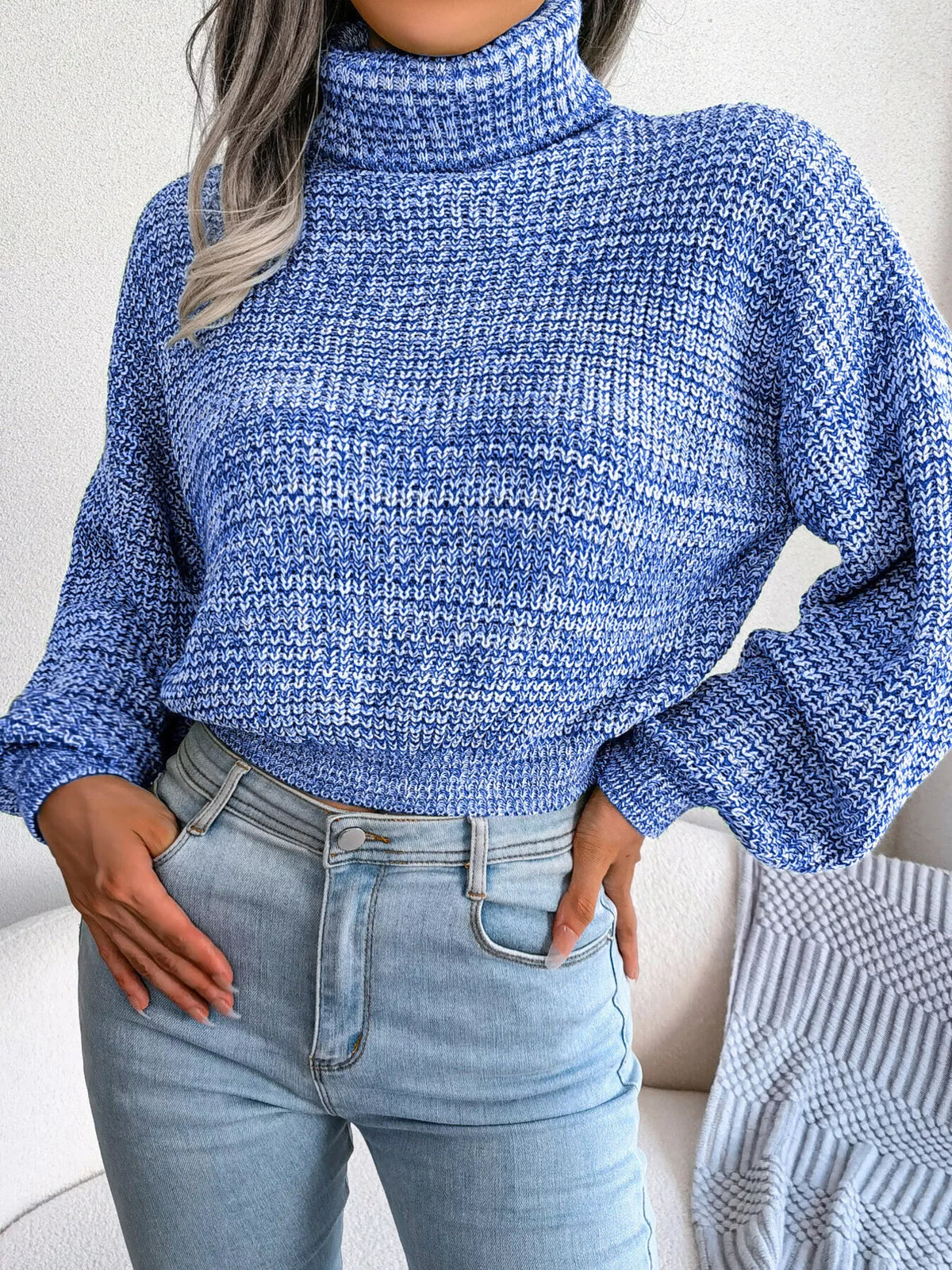 Turtleneck Dropped Shoulder Sweater