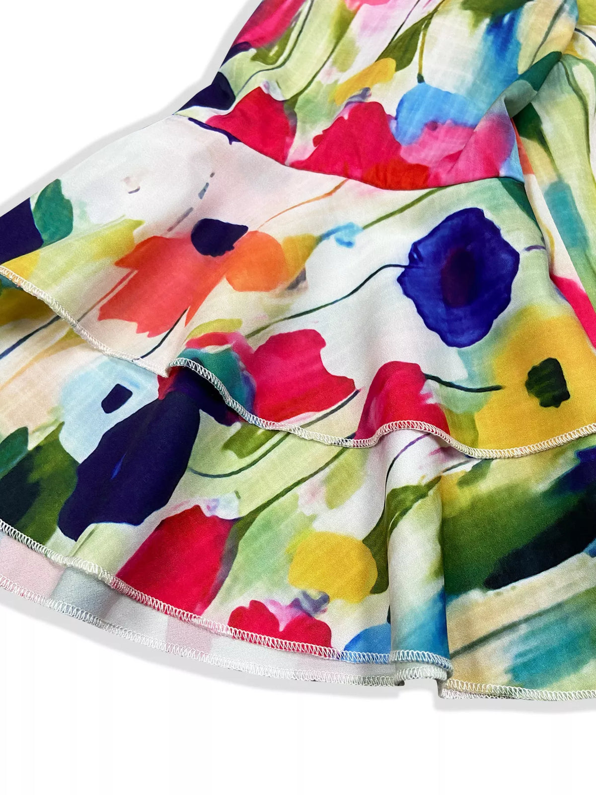 Floral Print Tiered Ruffle Sleeve Casual Mini Dress