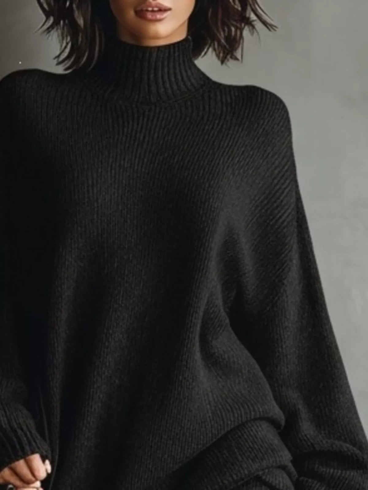Oversized Mock Neck Long Sleeve Sweater Dress, view 4