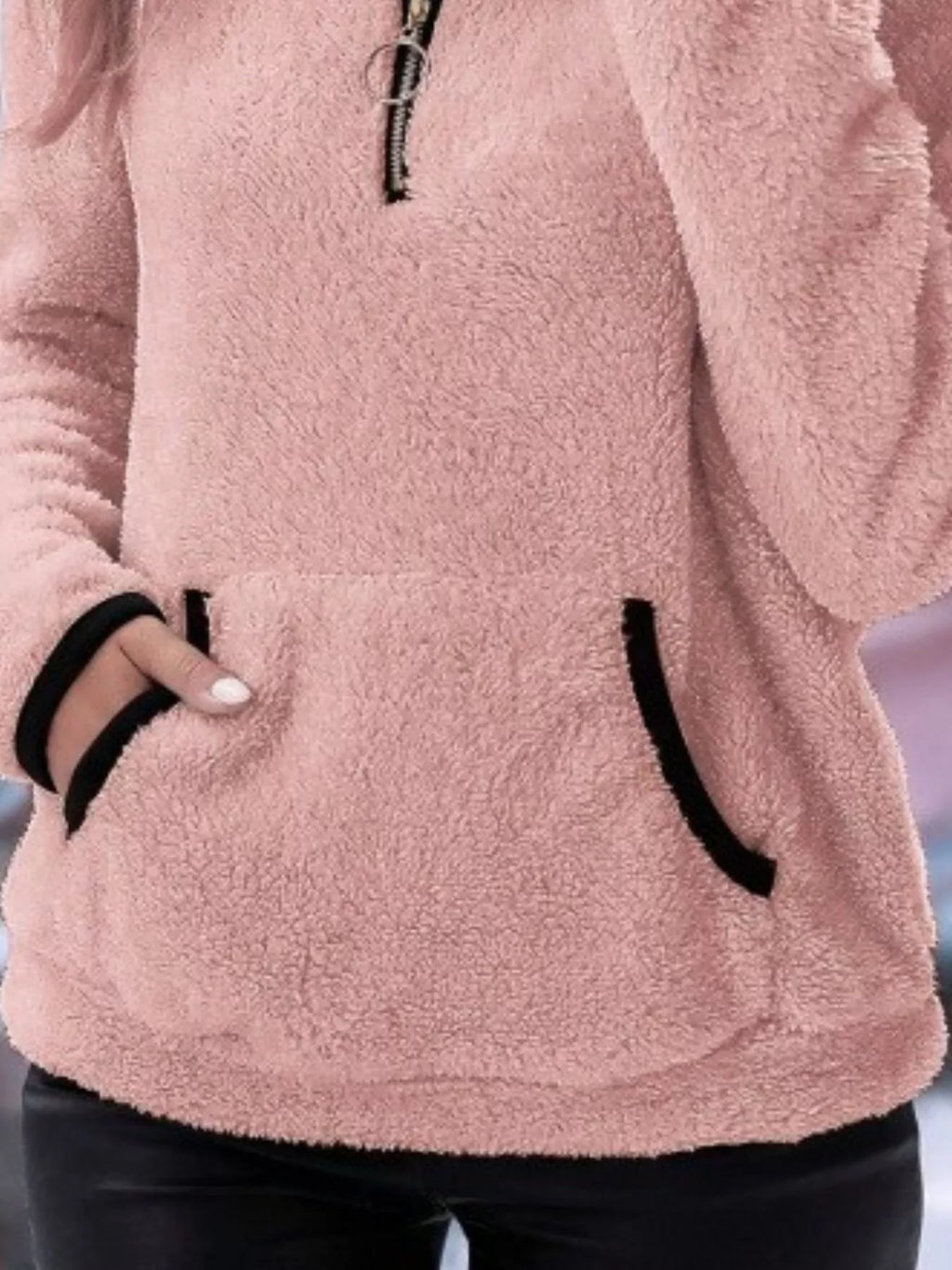 Full Size Cozy Fleece Quarter Zip Long Sleeve Sweatshirt Plus Size - Lilixa.store