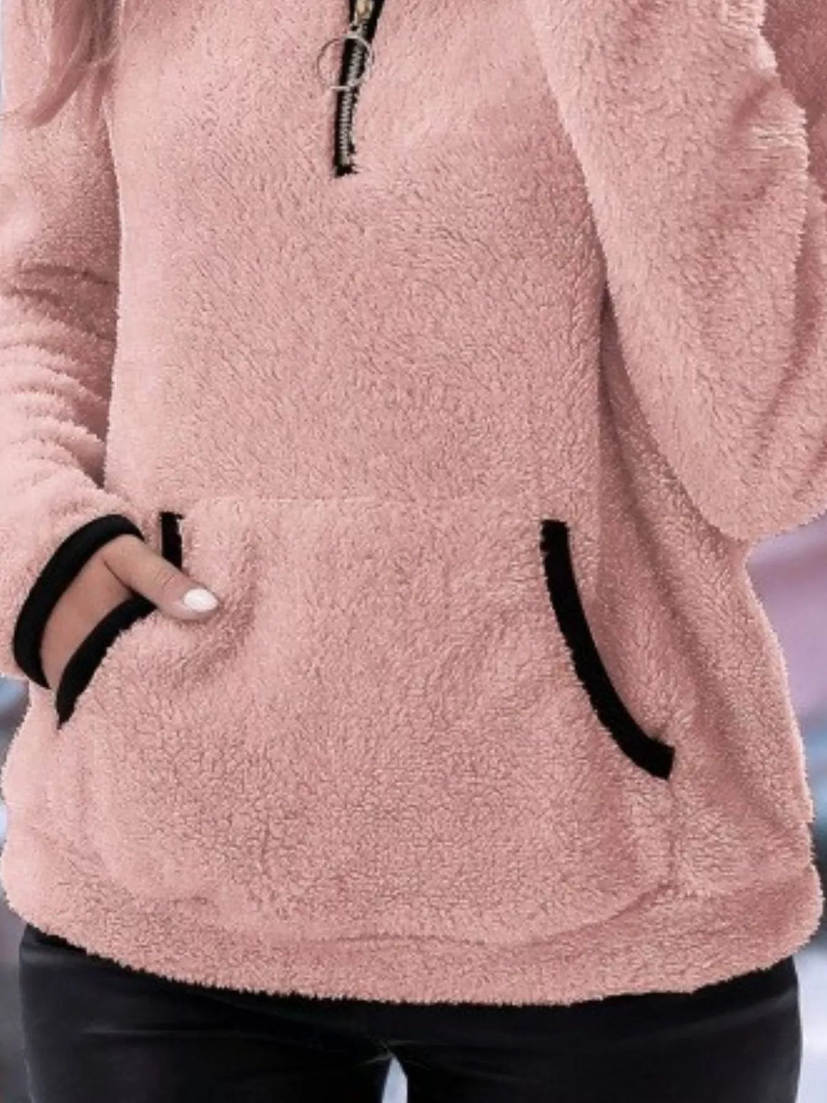 Full Size Cozy Fleece Quarter Zip Long Sleeve Sweatshirt Plus Size - Lilixa.store