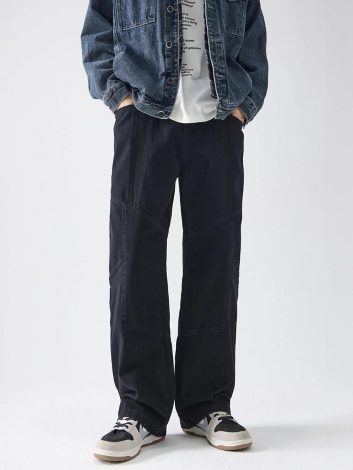 Men's Full Size Wide Leg Pants Plus Size in Black