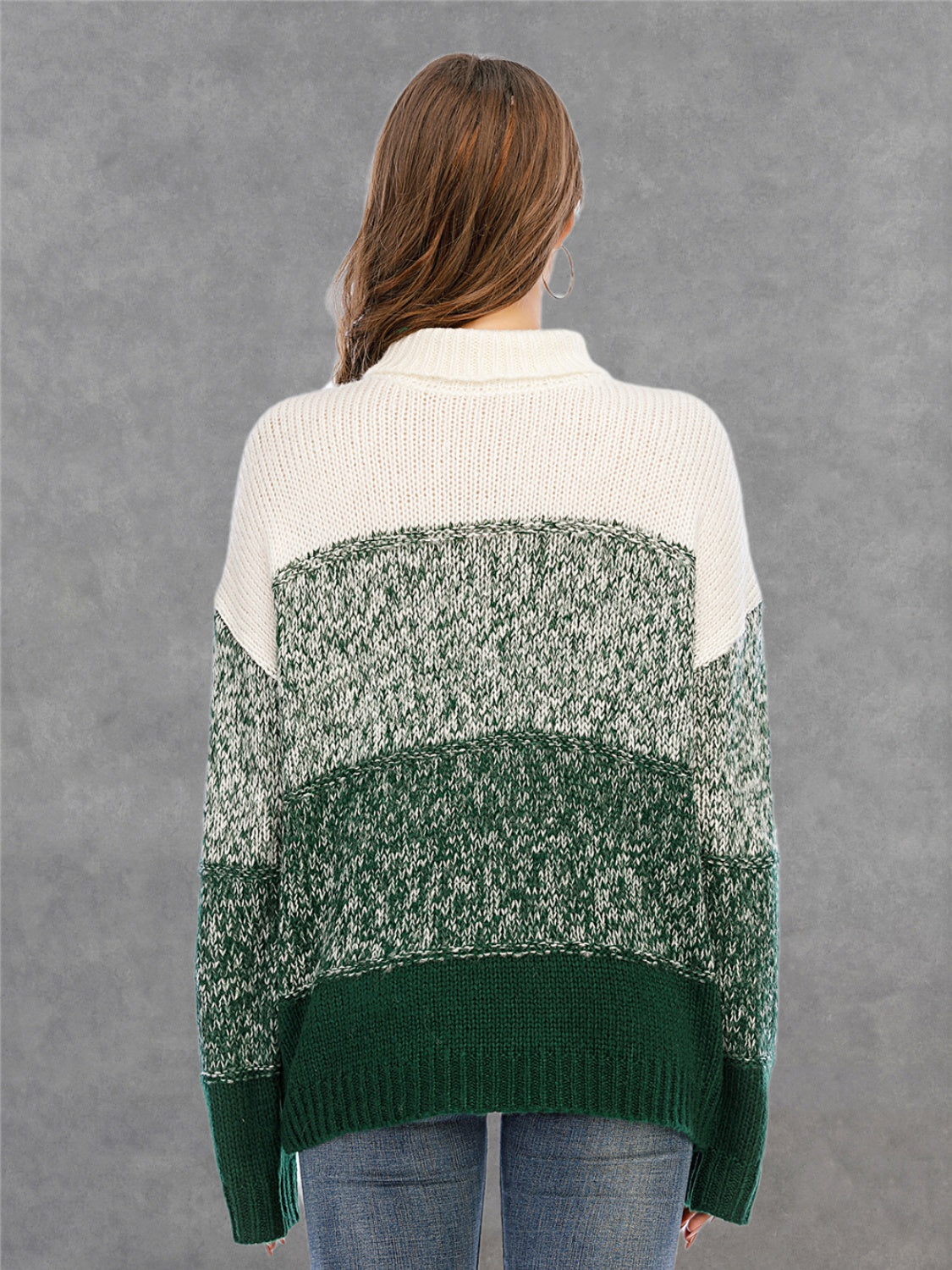 Angel Wings Color Block Turtleneck Sweater, view 3