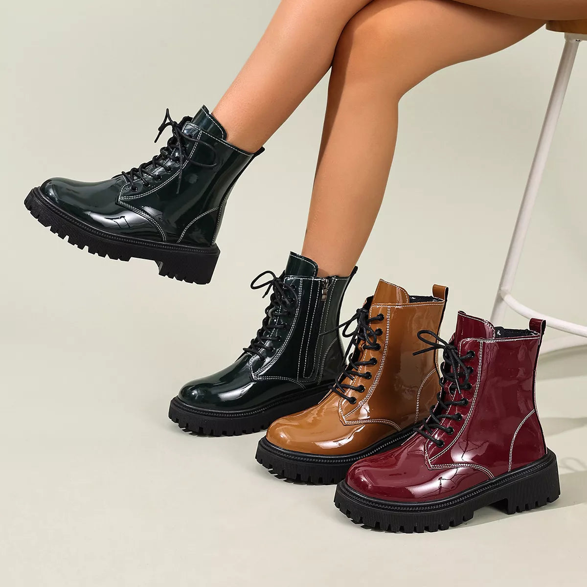 Lace Up Block Heels Boots - Lilixa.store