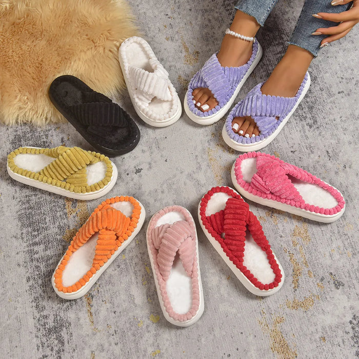 Crisscross Open Toe Platform Slippers - Lilixa.store