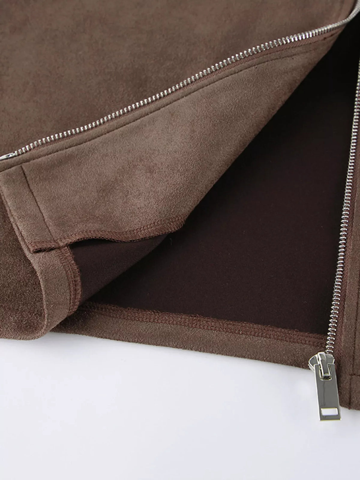 Zip-Up Dropped Shoulder Jacket in Brown, view 10