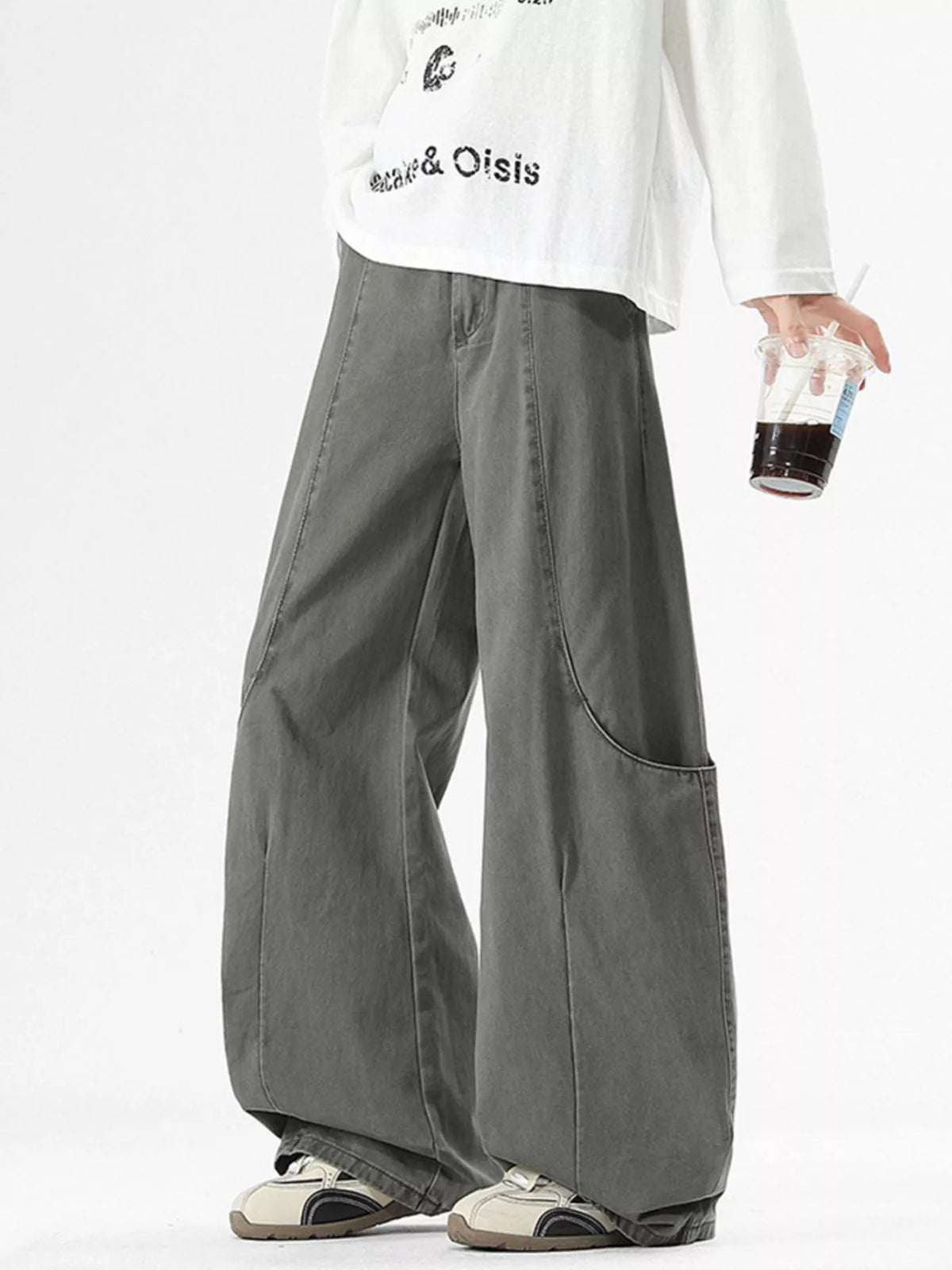 Men's Wide Leg Casual Cargo Pants, view 4