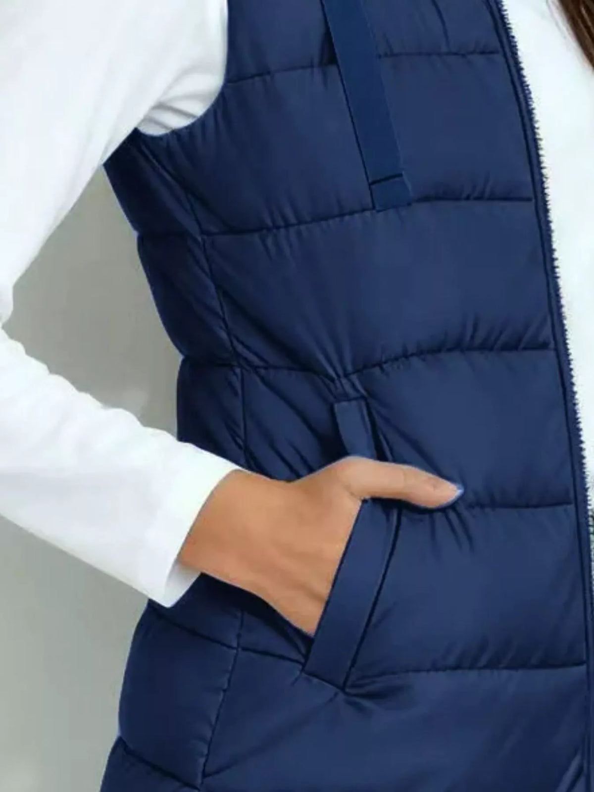 Zip Up Longline Hooded Puffer Vest Coat - Lilixa.store