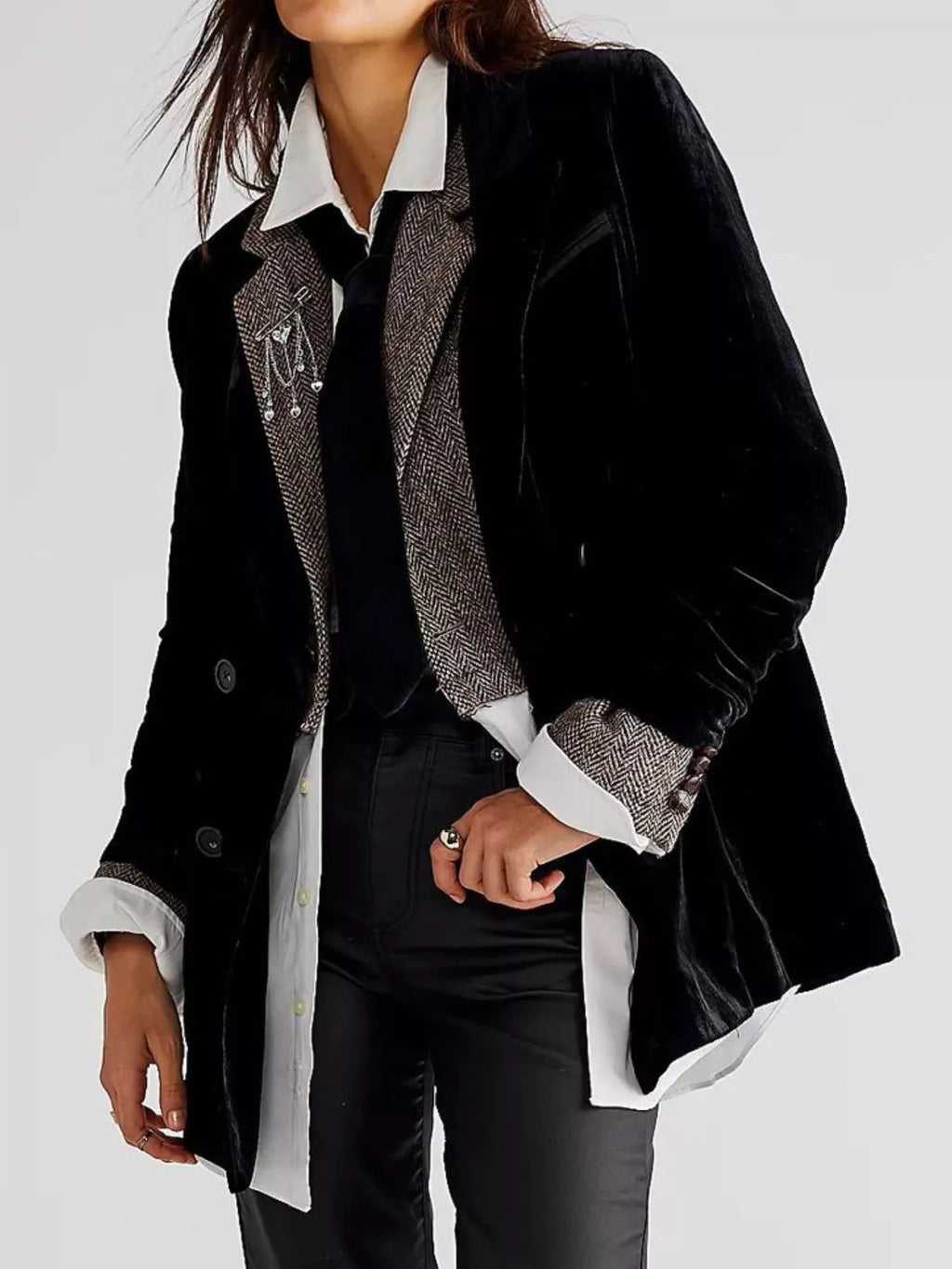 Lapel Collar Button Up Blazer - Lilixa.store