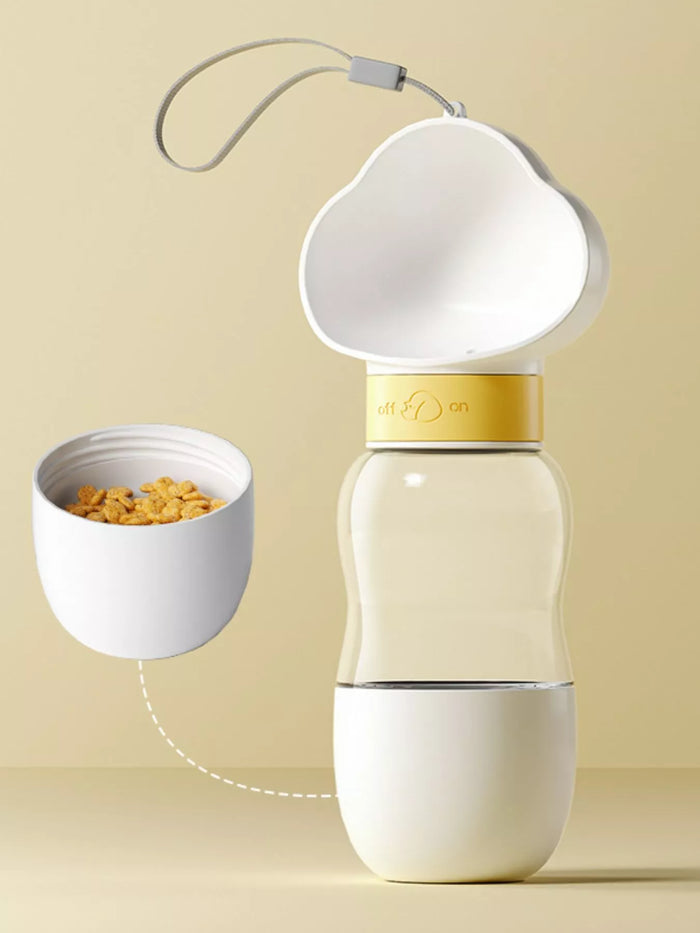 Portable 2-in-1 Pet Water and Food Bowl in White