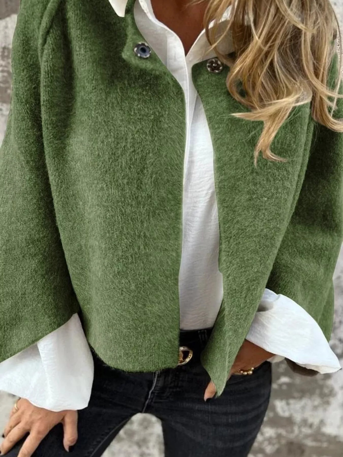 Full Size Solid Color Long Sleeve Outerwear Plus Size, view 8