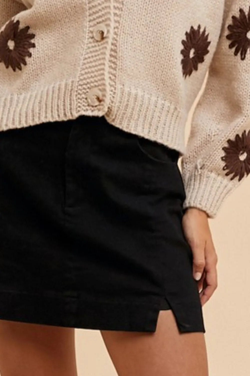 Annie Wear Comfort Stretch Cotton Slit Detailed Mini Skirt - Lilixa.store