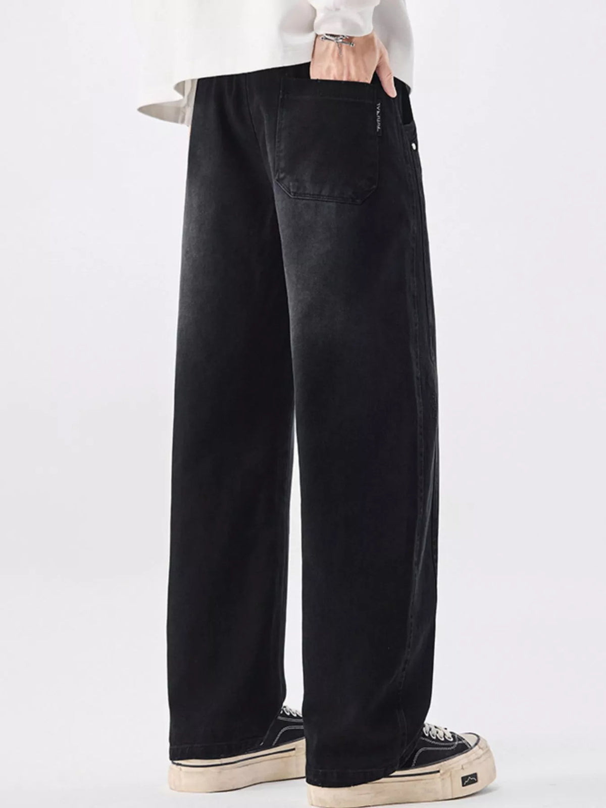 Men's Plus Size Vintage Wash Wide Leg Pants, view 2