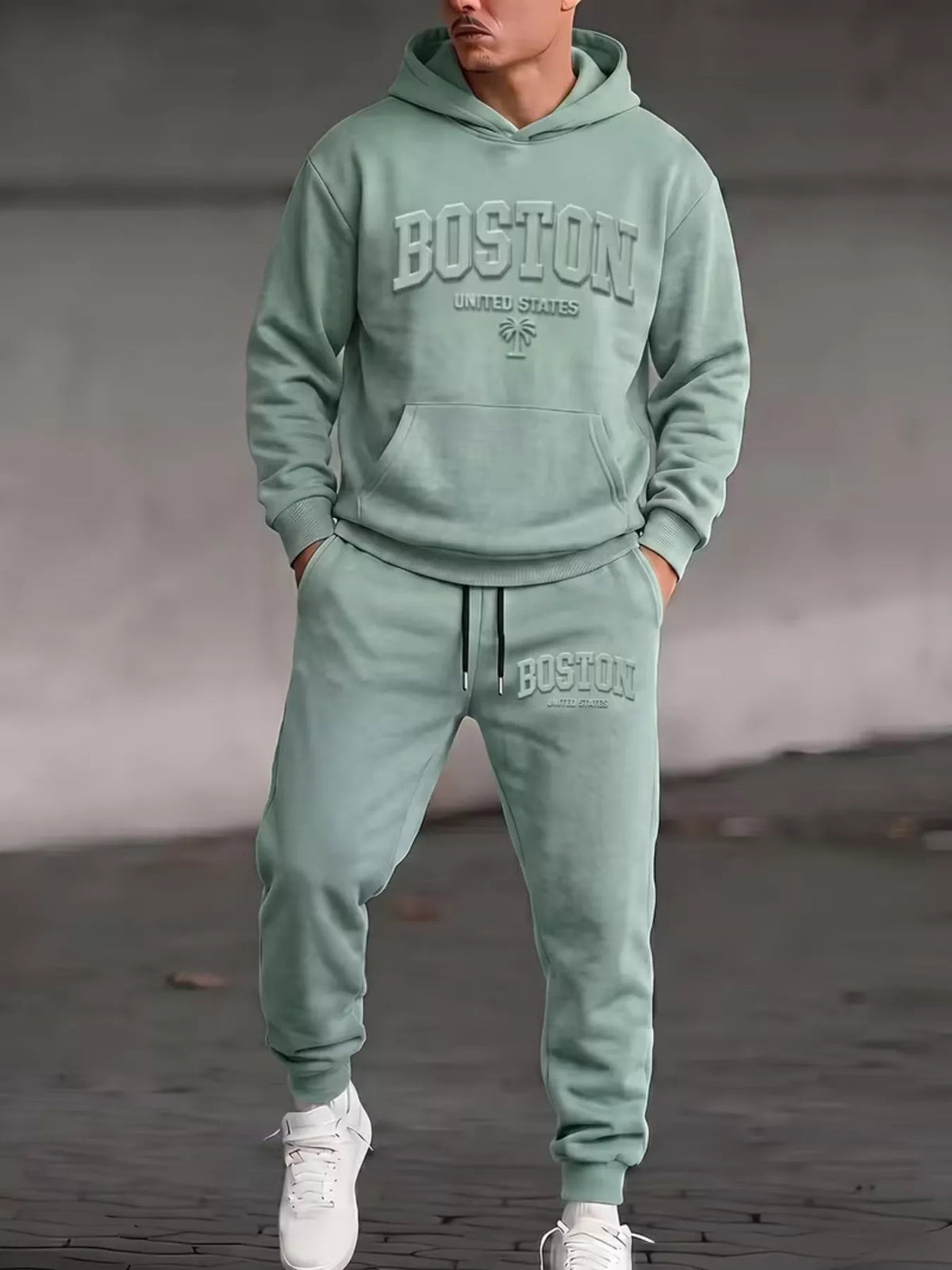 Men's Full Size Kangaroo Pocket Hoodie and Pants Set Plus Size - Lilixa.store
