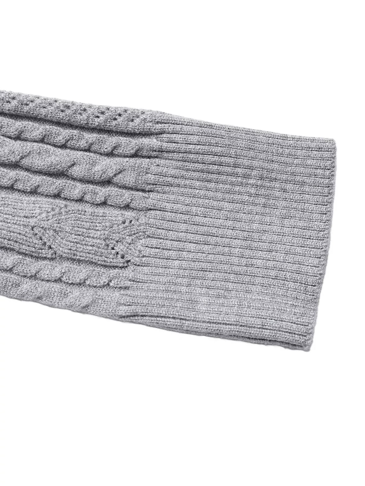 Cable Knit A-Line Sweater Dress in Gray, view 7