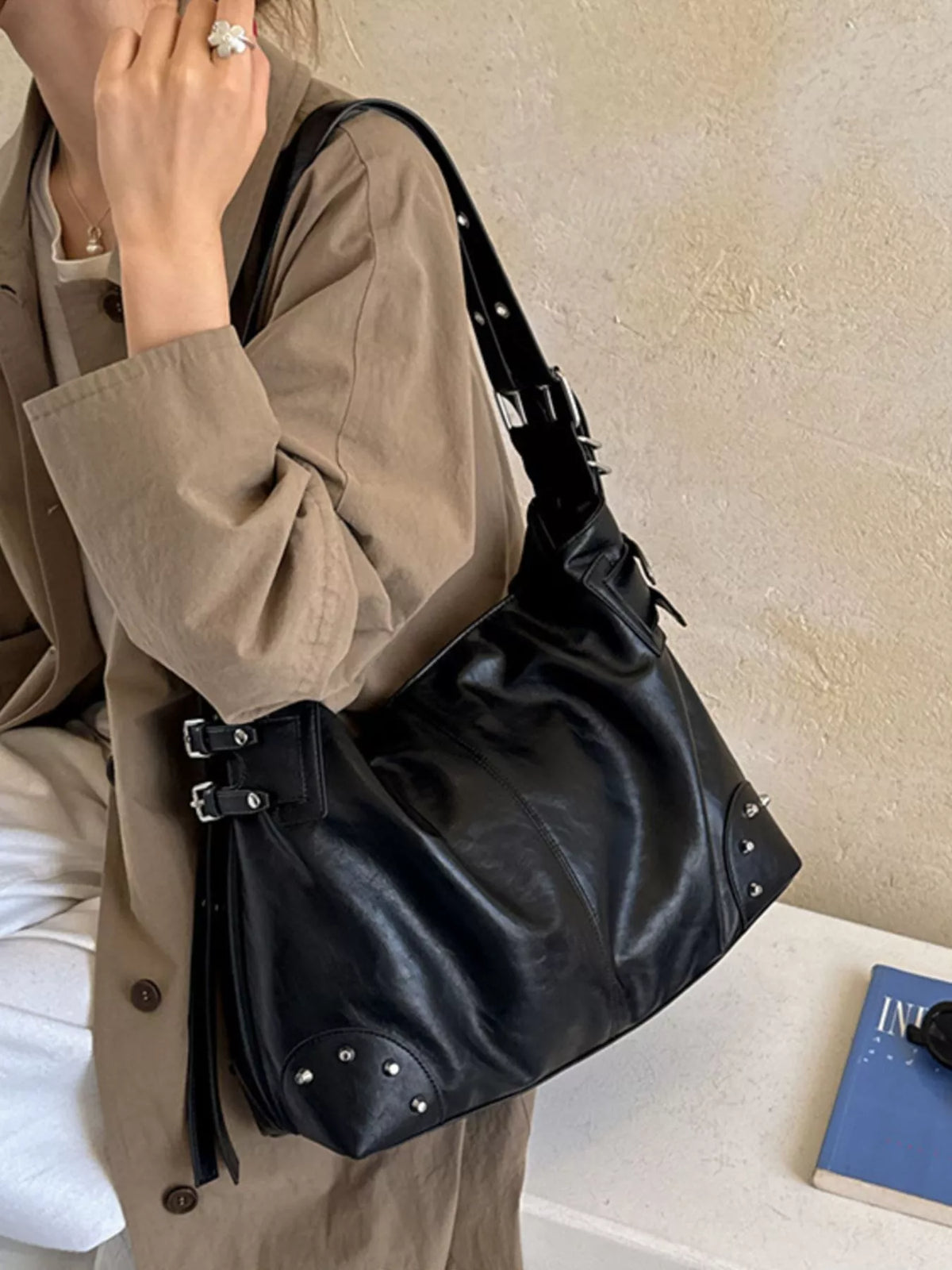 Rivet Decor Shoulder Bag - Lilixa.store