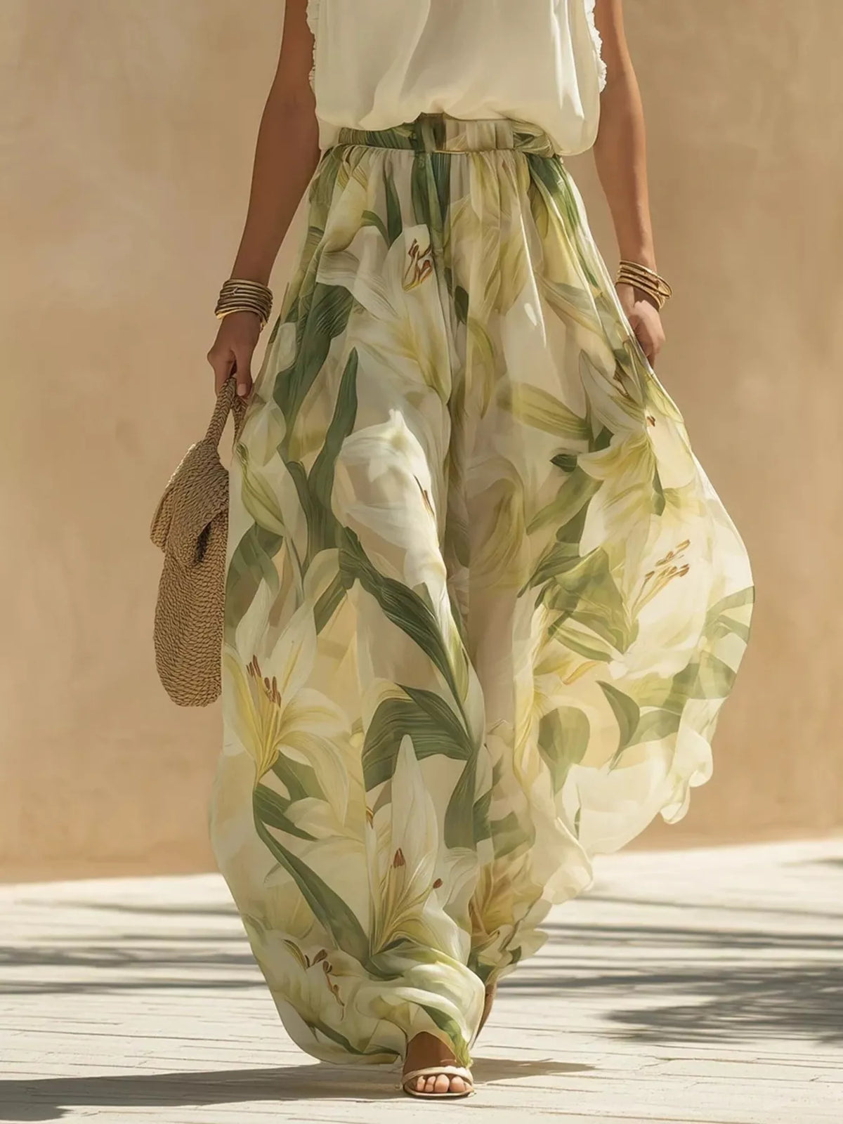 Frill Sleeveless Top and Wide-Leg Pants Two-Piece Set - Lilixa.store