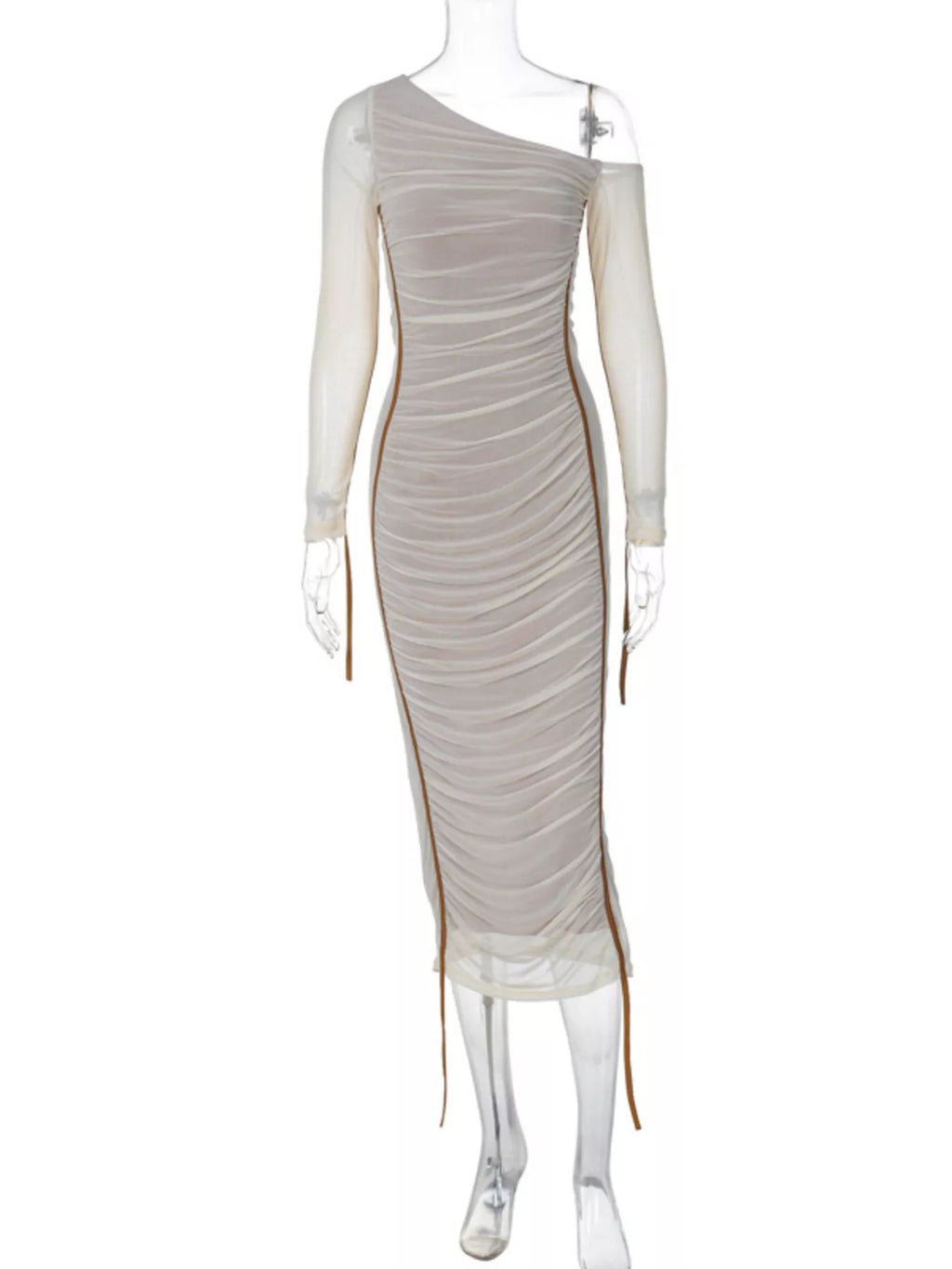 One-Shoulder Ruched Bodycon Midi Dress - Lilixa.store